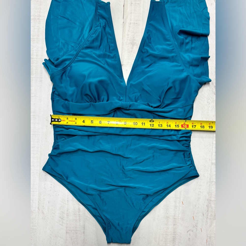 Plus Size Tummy Control Swimsuit Full Coverage Retro Ruffle Swimwear 3XL - Picture 3 of 6